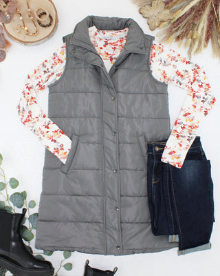 09.09 EN ROUTE Harlow Long Vest - Grey