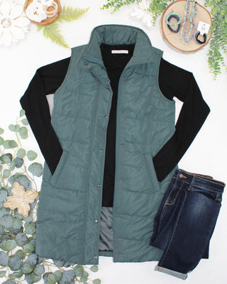 09.09 EN ROUTE Harlow Long Vest - Teal
