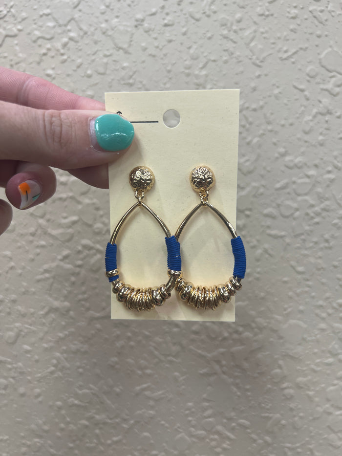 8069- Gold Chip Beaded Teardrop Earrings [4 COLORS]