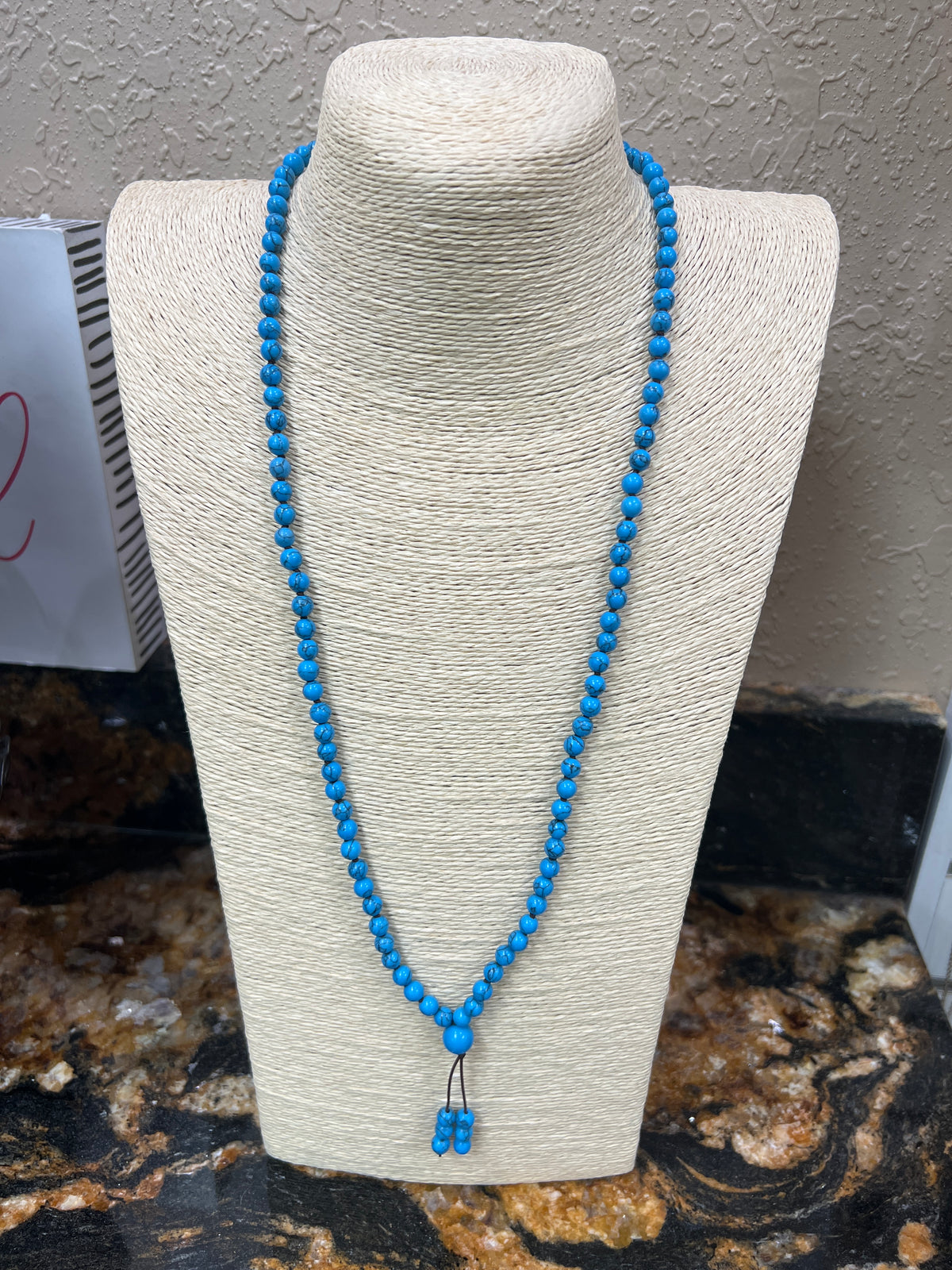 9176- Beaded Stretch Necklace w/ Tassel