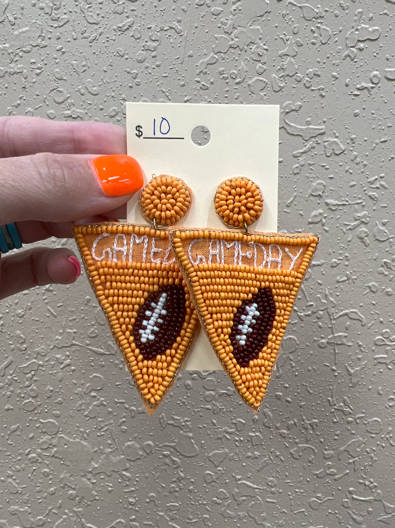 9724- Orange Game Day Beaded Earrings