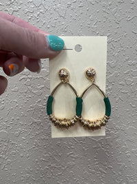 8069- Gold Chip Beaded Teardrop Earrings [4 COLORS]