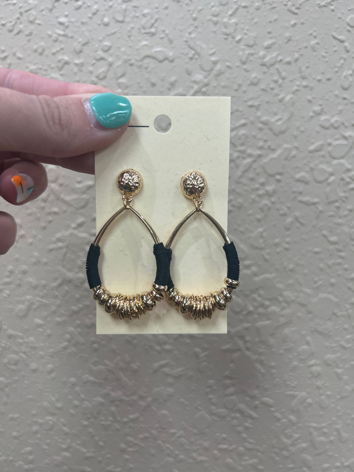 8069- Gold Chip Beaded Teardrop Earrings [4 COLORS]