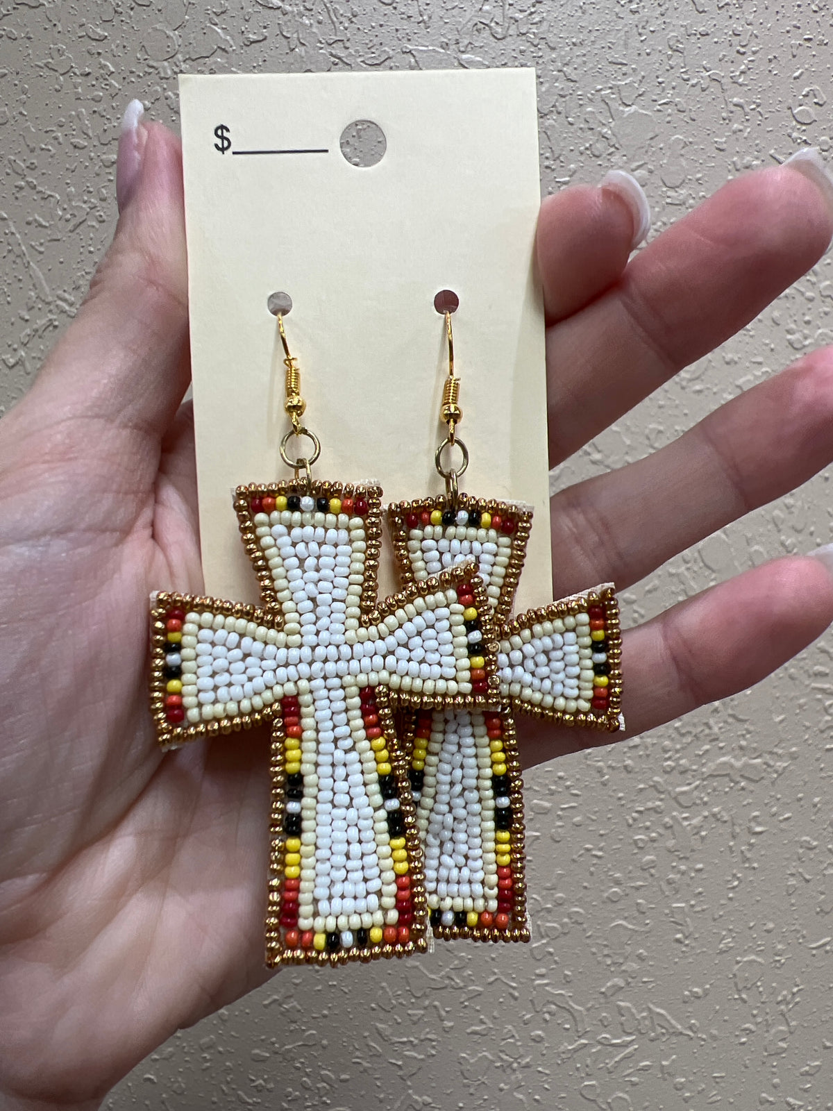 10048- Cross Beaded Earrings