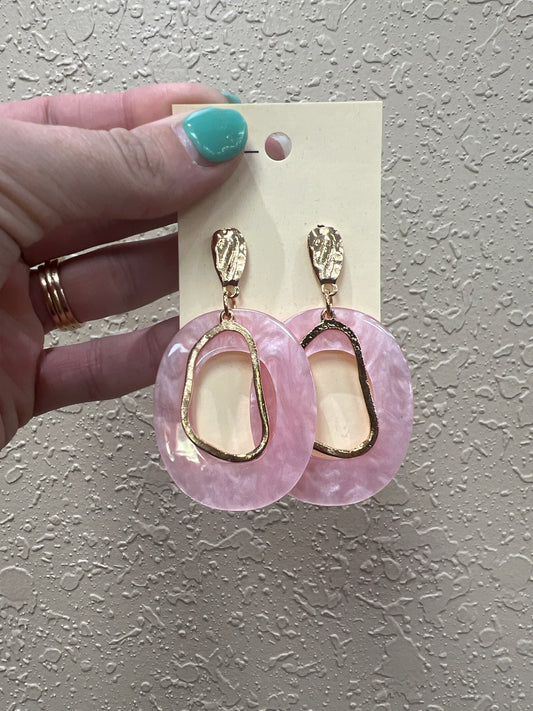 8070- Pink Acrylic Hoop Earrings