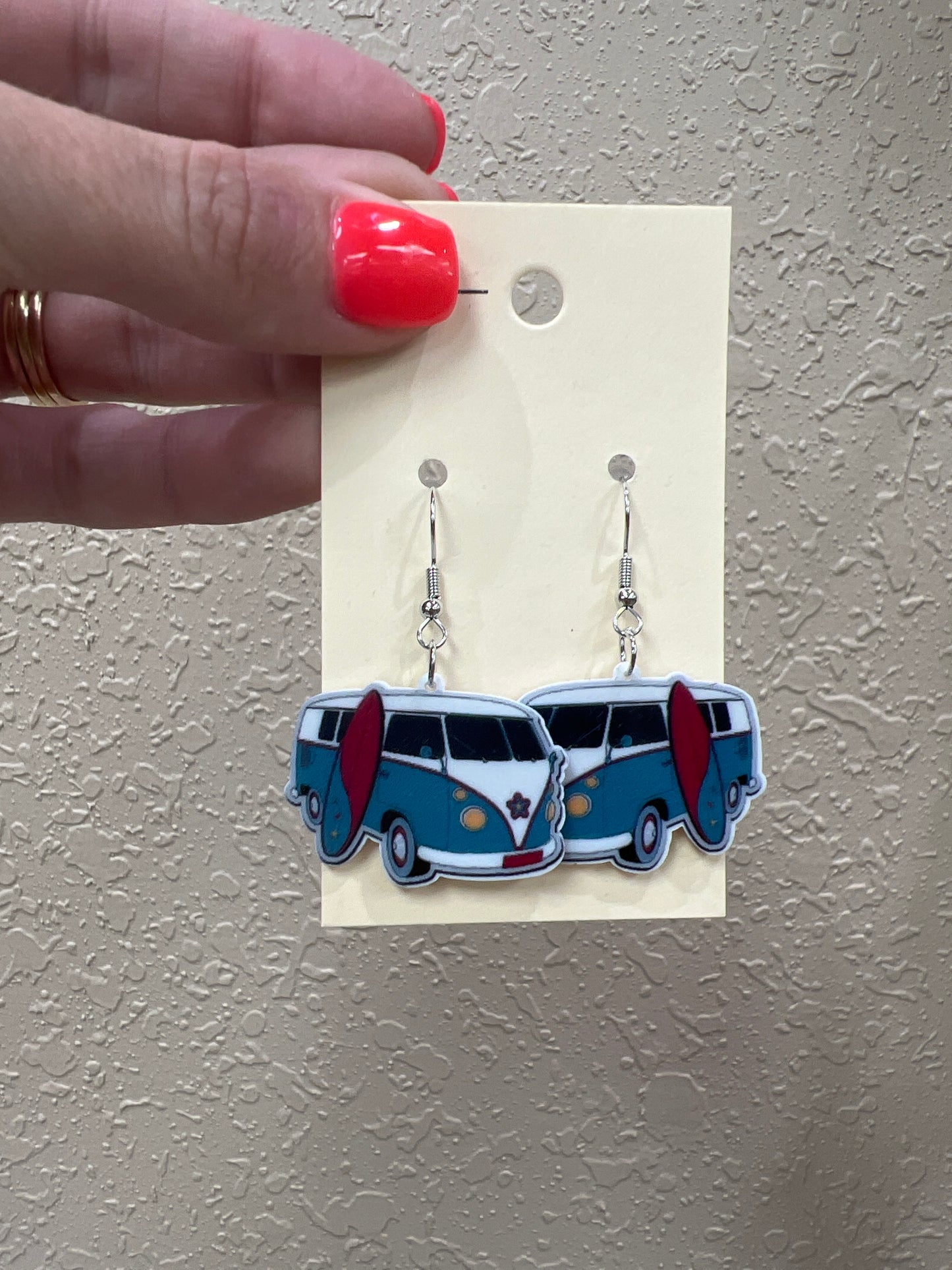 9066- Blue VW Bus Earrings