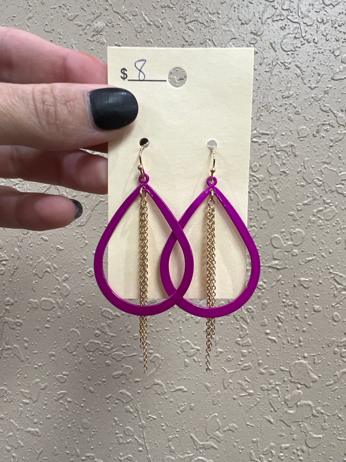 10144- Magenta Hoop Earrings w/ Gold Detail