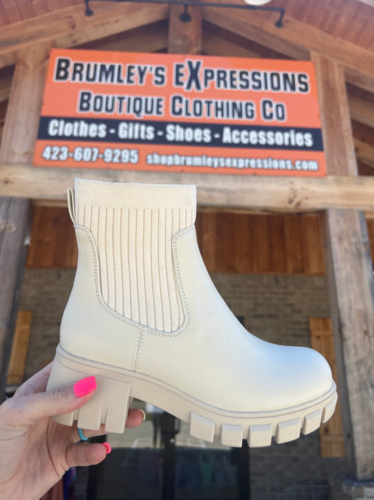 9915- Ivory Lurking Sweater Booties by Corkys