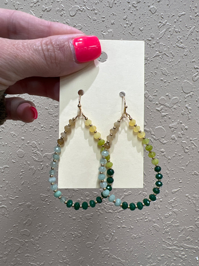 9944- Green Shade Teardrop Earrings