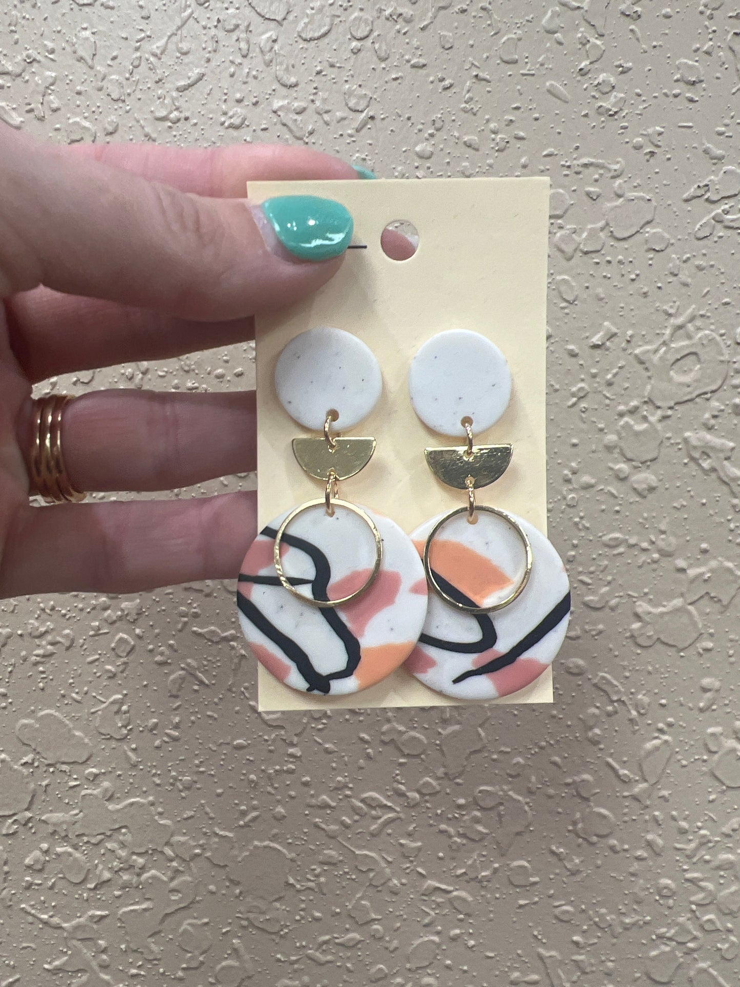 8063- White and Pink Clay Earrings