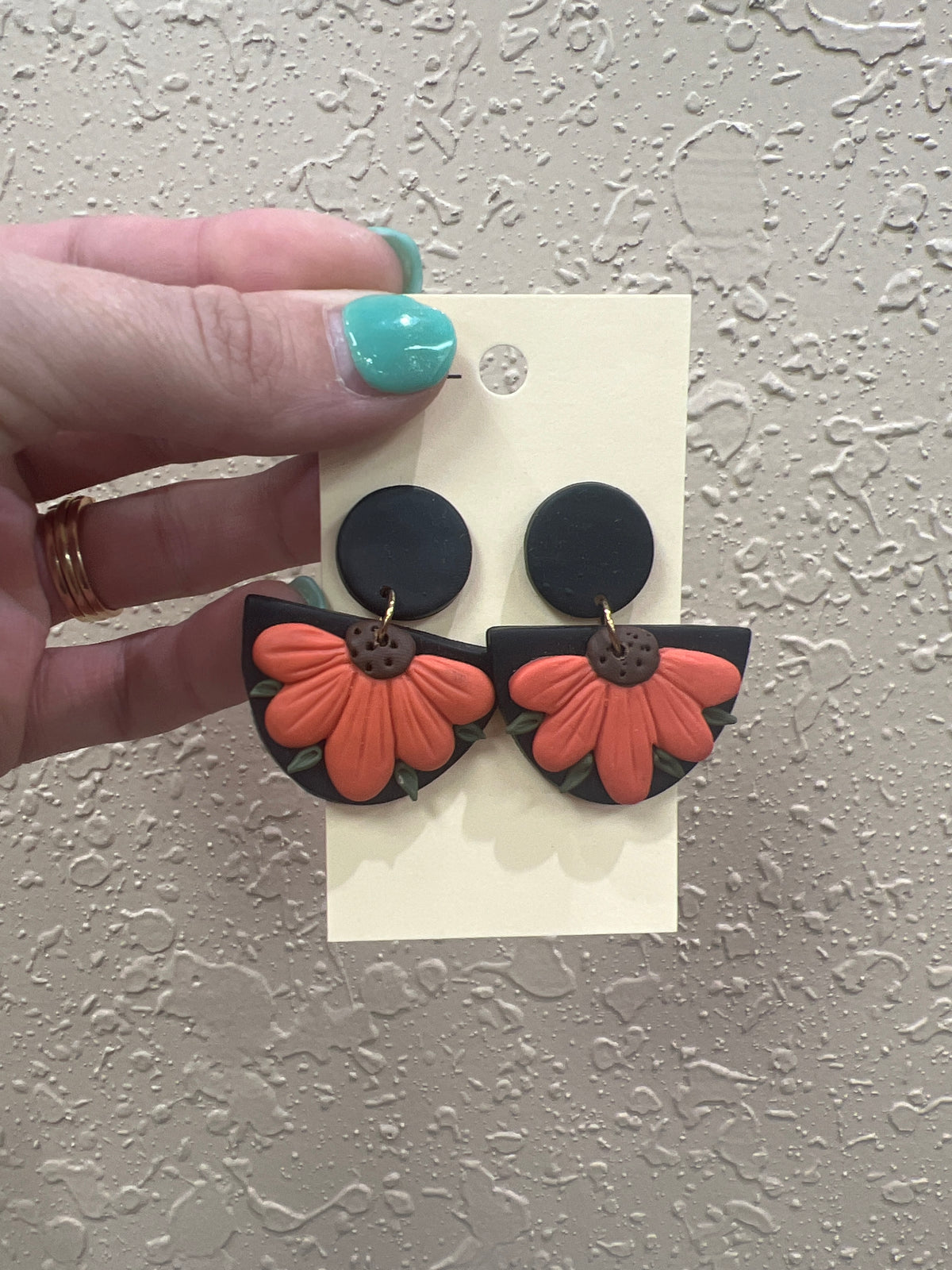 8055- Black & Rust Clay Earrings