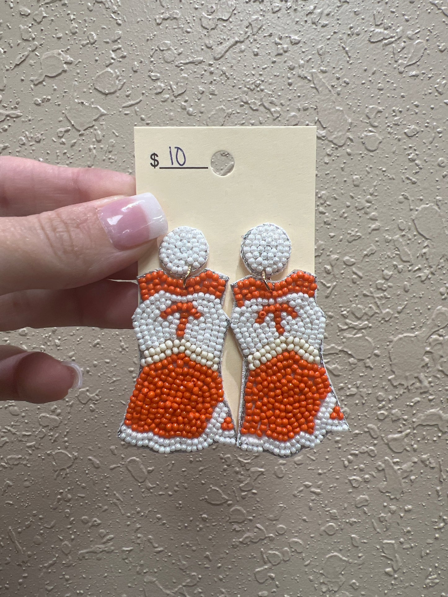 10003- Beaded TN Cheer Outfit Earrings *TN COLLECTIONS