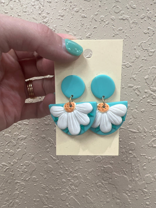 8057- Turquoise Flower Clay Earrings