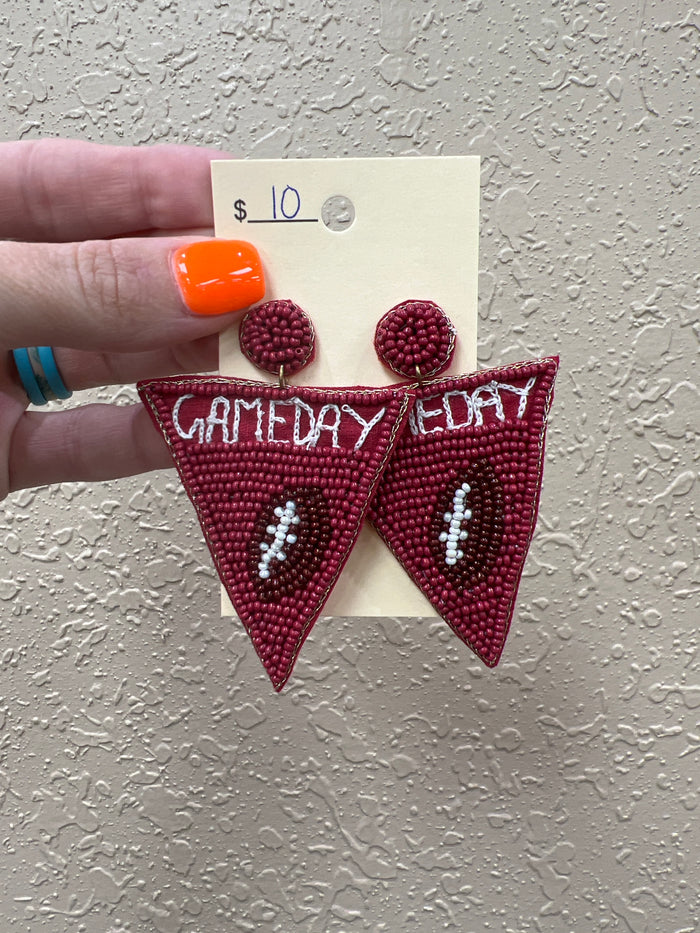 9723- Maroon Game Day Beaded Earrings