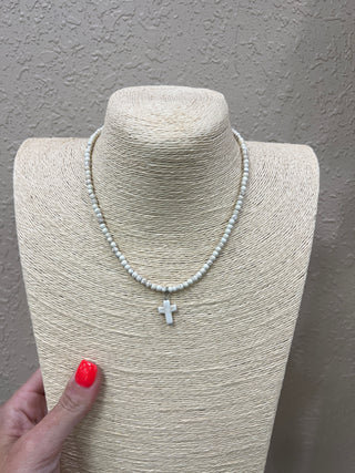 9079- Cross Beaded Choker [PICK COLOR]
