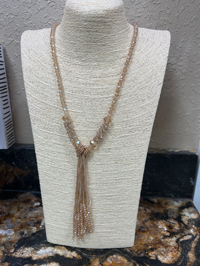 9181- Gold Beaded Tassel Necklace