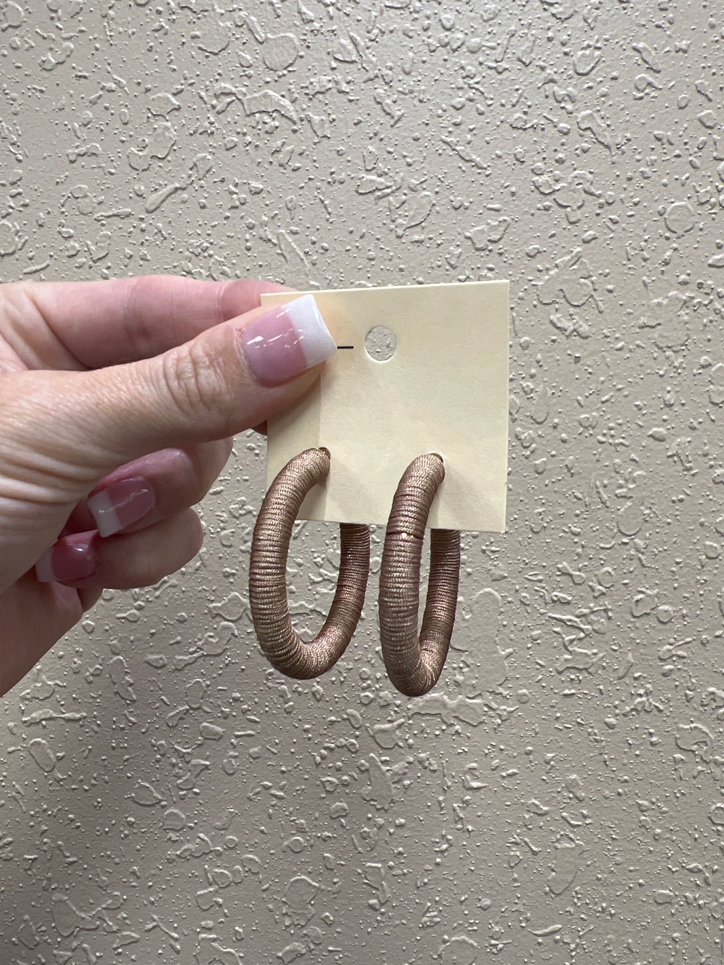 10011- Tan Wrap Hoop Earrings