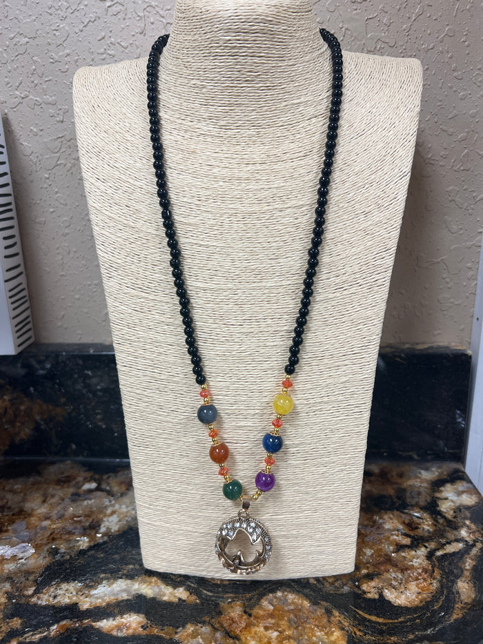 9191- Gypsy Style Beaded Multi Color Necklace