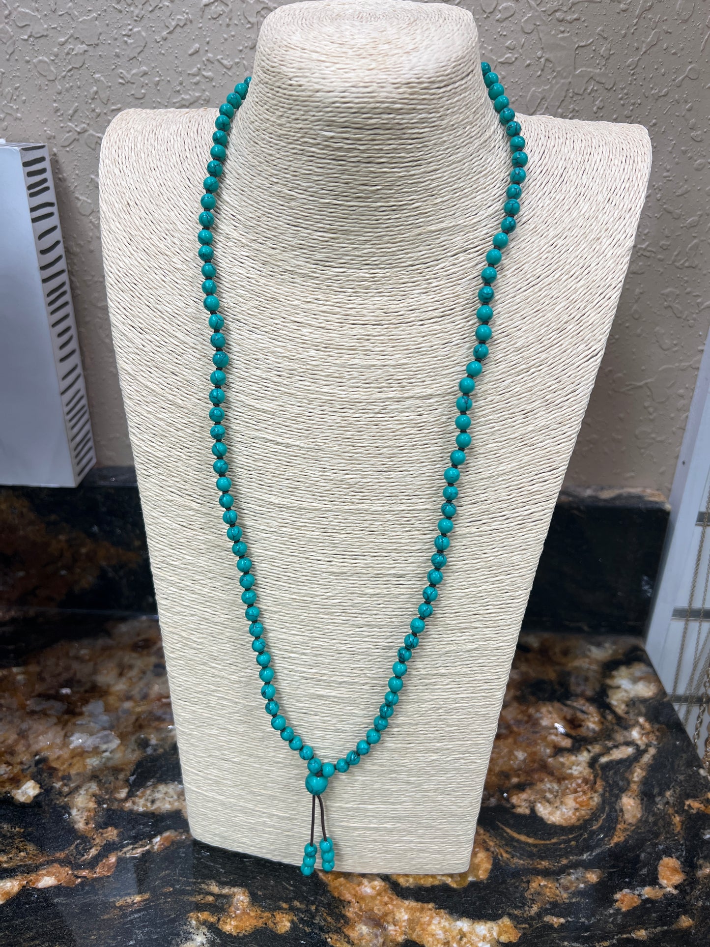 9176- Beaded Stretch Necklace w/ Tassel