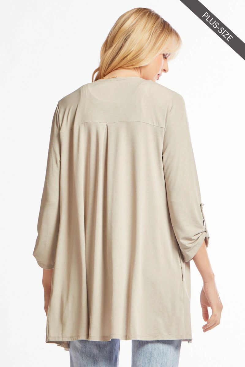 2246- Taupe Wrinkle Free Cardigan