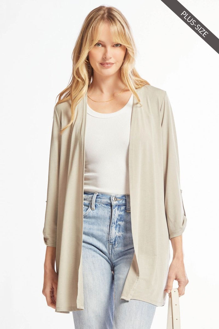 2246- Taupe Wrinkle Free Cardigan