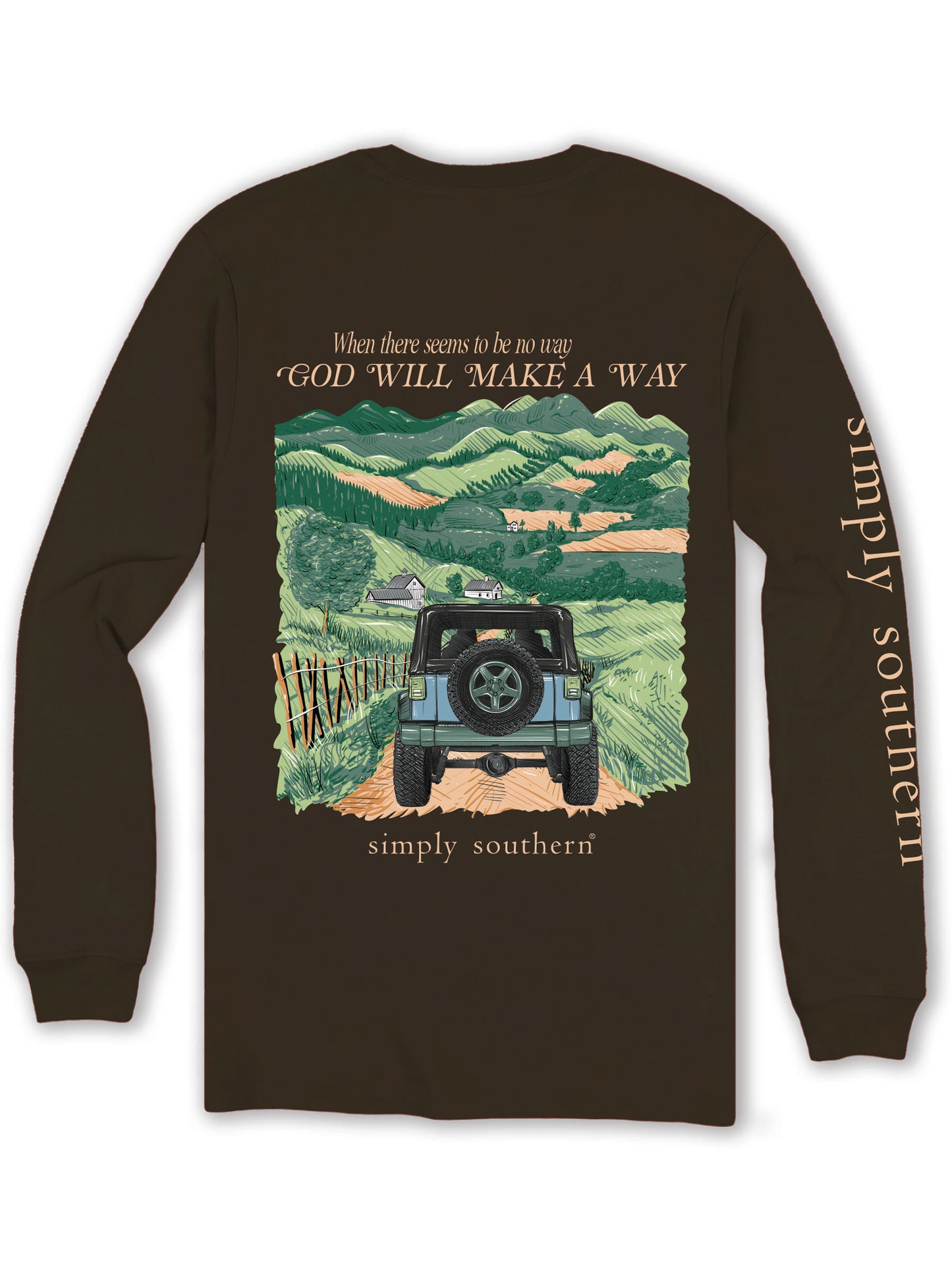 3456- When There Seems To Be No Way God Makes A Way Long Sleeve Simply Southern T-Shirt