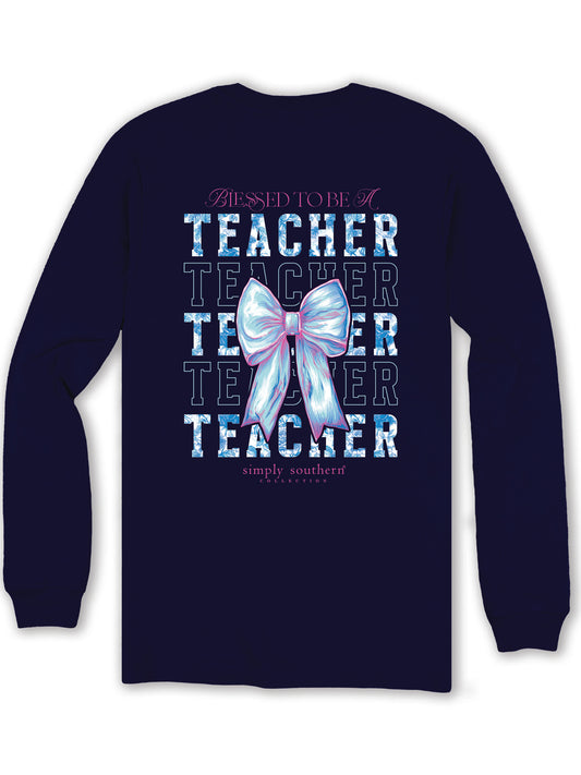 3390- One Blessed Teacher Long Sleeve T-Shirt by Simply Southern