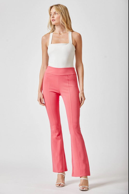 2290- Spring Strawberry High Waisted Flare Stretch Pants by Dear Scarlett