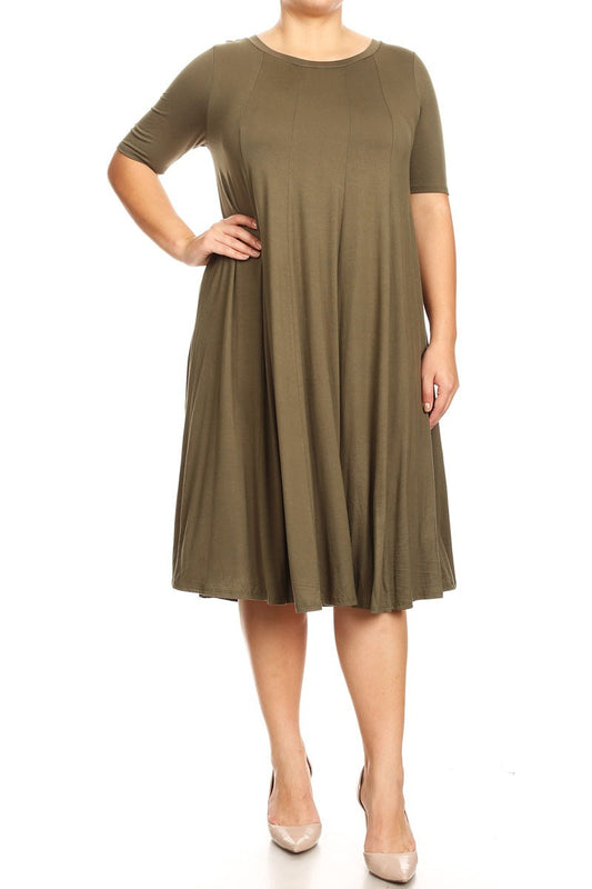 Olive Short Sleeve T-Shirt Dress