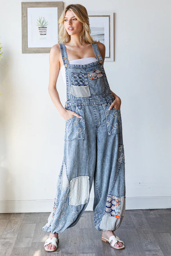 Denim Multi Patch Overalls by Oli & Hali