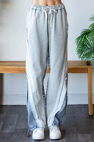 Washed Knit Denim Mix Pants | OLI & HALI MARKET PREORDER