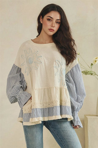Mixed Fabric Tiered Tunic Top | OLI & HALI MARKET PREORDER