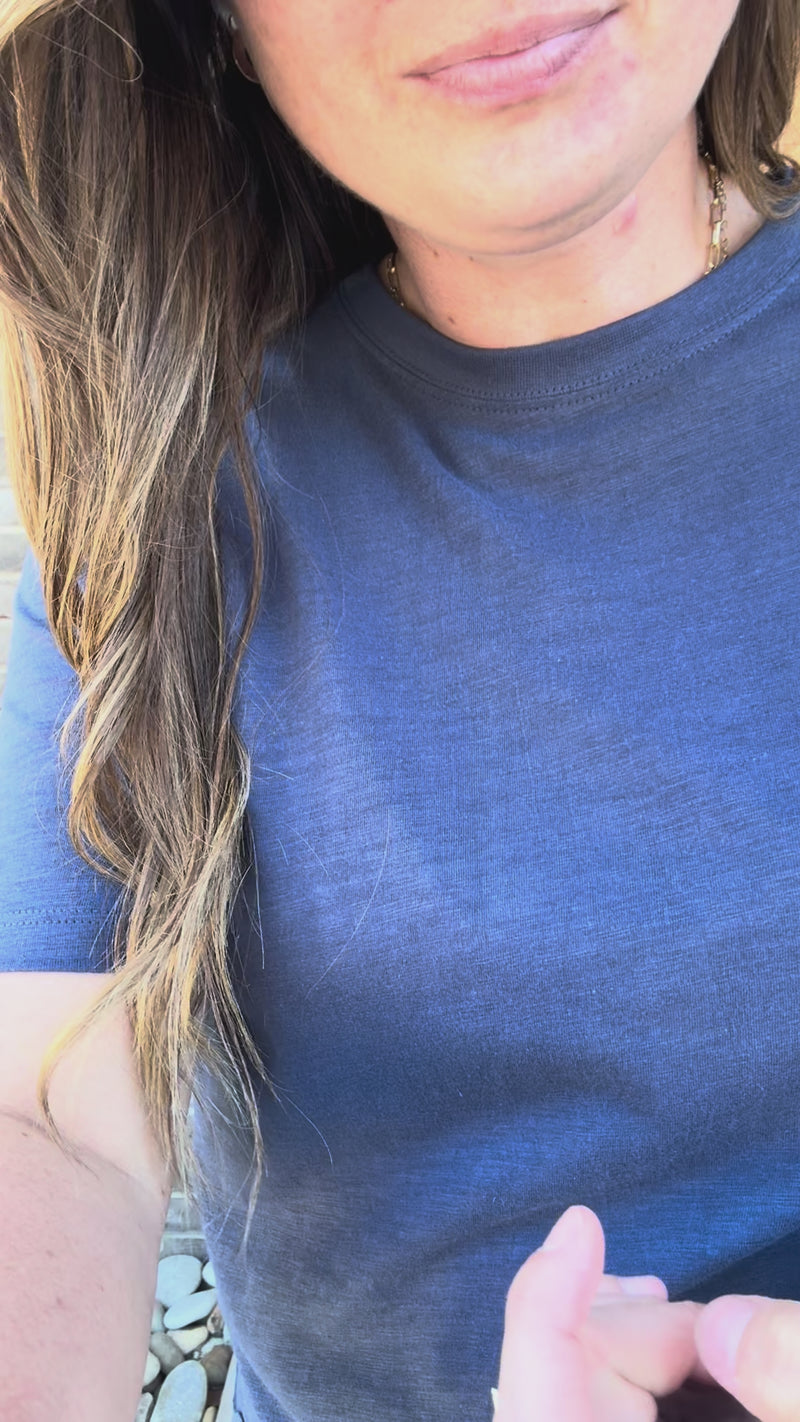 Denim Luna Oversized Crewneck Top By Royce
