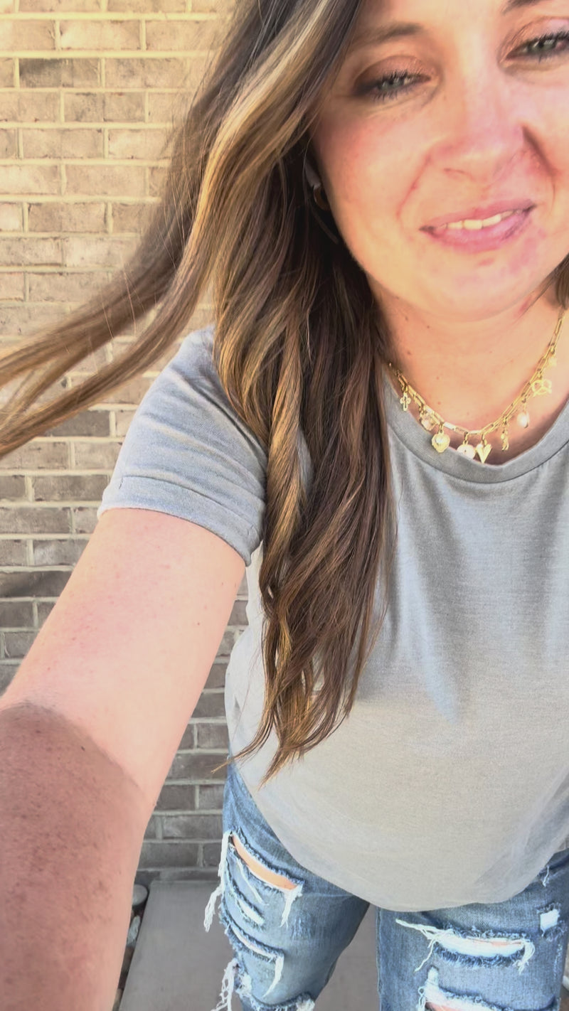 Grey Vintage Wash Boyfriend Top by Royce