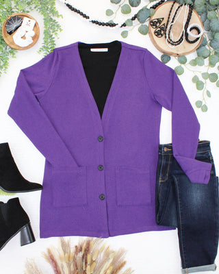 08.21 EN ROUTE Cori Cardigan - Heathered Purple