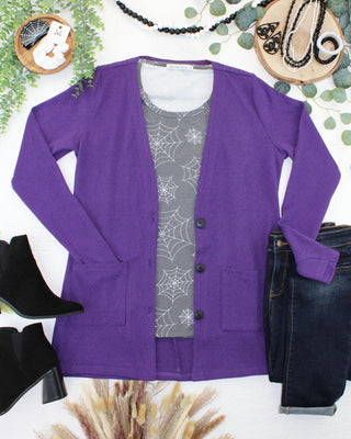 08.21 EN ROUTE Cori Cardigan - Heathered Purple