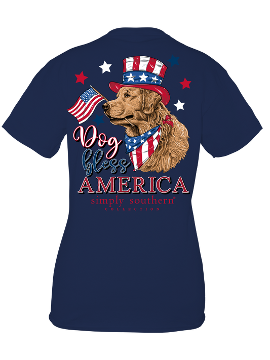 851- Dog Bless America Short Sleeve T-Shirt by Simply Southern