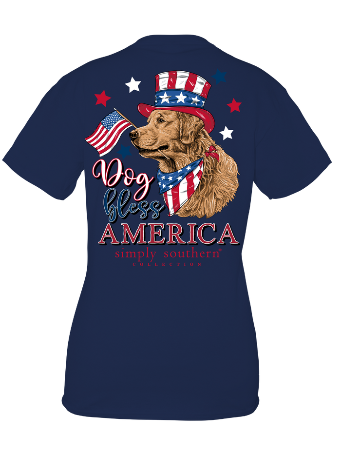 851- Dog Bless America Short Sleeve T-Shirt by Simply Southern