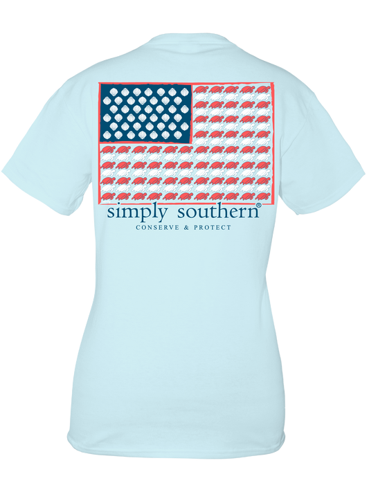 861- Turtle Flag Short Sleeve T-Shirt by Simply Southern