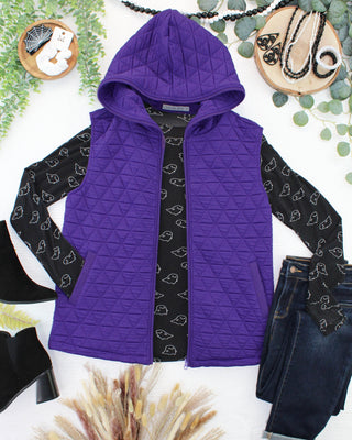 08.21 EN ROUTE Heather Geometric Hooded Vest - Purple
