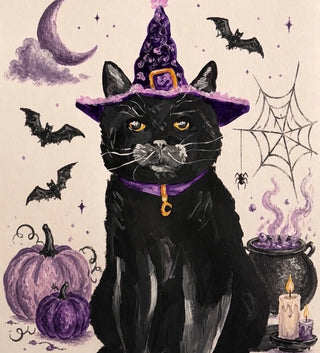 Magic Black Cat Graphic Tee | Blue Indigo | HALLOWEEN PREORDER