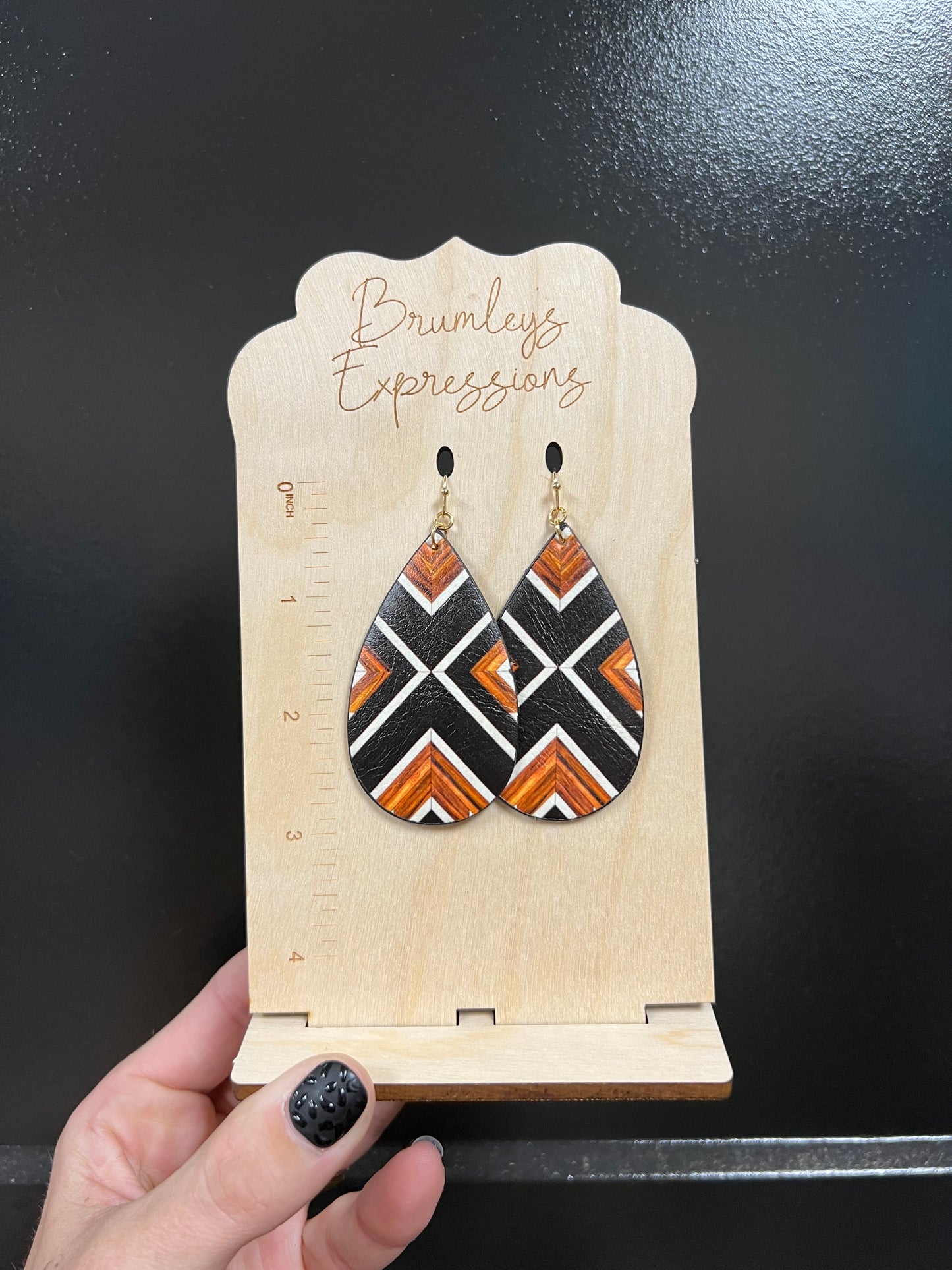 1432- Brown & Black Aztec Earrings