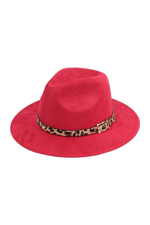 6308- Red w/ Leopard Brim Hat