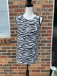 1448- Zebra Cut Out Back Relaxed Top