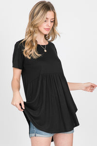 371- Black Babydoll Short Sleeve Top