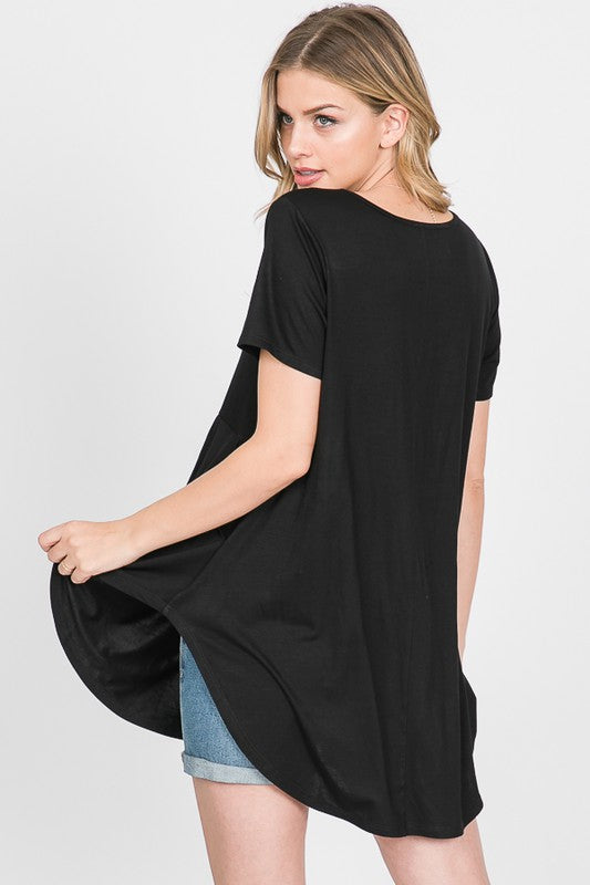 371- Black Babydoll Short Sleeve Top