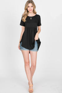 371- Black Babydoll Short Sleeve Top