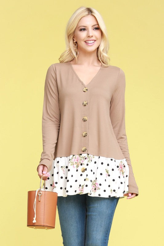 1553- Mocha Leopard Button Top w/ Pattern Base