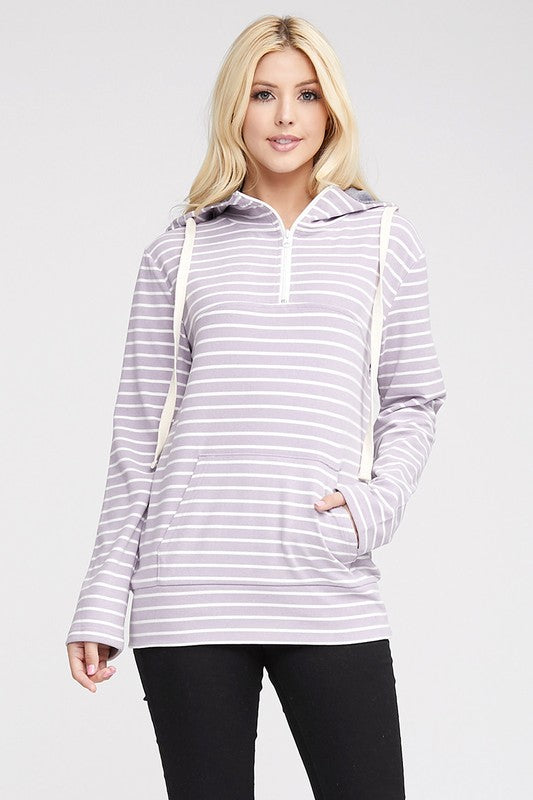 1541- Lavender Hoodied 1/4 Zip Pullover