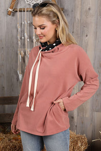 1534- Rose w/ Polka Dot Turtleneck Pullover